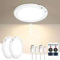 Rechargeable Motion Sensor Ceiling Light with Remote - Magnetic Wireless Ceiling Light Battery Powered for Closet Shower Stairs Shed Hallway ect